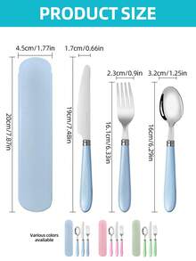 Portable Reusable Stainless Steel Cutlery Set For Students, With Storage Box, Durable Fork And Spoon, Suitable For Outdoor Dining, Camping And Picnics, Convenient Travel Utensil Set - Multicolor - View 2