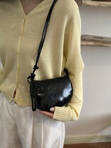 2026 New Small Square Bag For Women, Solid Color Textured Shoulder Bag, Light Luxury French Style Minimalist Crossbody Bag - Black - View 3