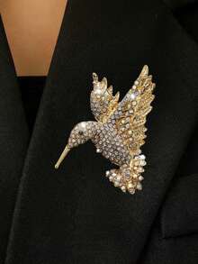 1pc Fashion Vintage Rhinestone Inlaid Bird Brooch, Suitable For Daily And Holiday Wear - Gold - View 3