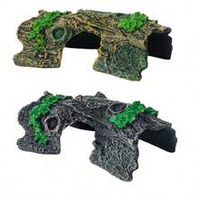 2pcs Resin Hollow Tree Trunk Aquarium Decor Reptile Hide Cave Natural Bark Driftwood Ornament For Fish Tank Landscaping Shrimp Tank Aquarium Decoration Accessories - A - View 16