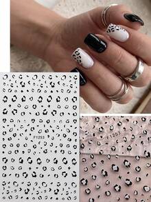 QIANJIKU 3 feuilles d'autocollants pour ongles Halloween avec imprimé léopard pailleté argenté en forme de flamme et de cœur, style français Y2K gothique doux et cool, décoration d'art pour ongles, convient pour les festivals de musique, la rentrée scolaire, les fêtes, fournitures pour artistes de manucure - Multicolore - Voir 5