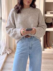 Autumn/Winter Casual Versatile Solid Color Sweater - Khaki - View 5