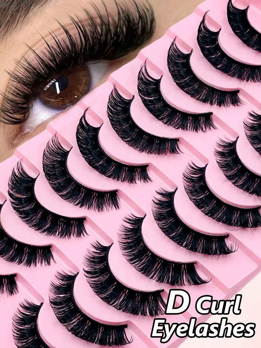 10 Pairs D Curl Russian False Eyelashes, Thick And Natural, Fluffy And Voluminous, Long And Thick, 3D Effect, False Eyelashes, False Eyelashes, Eyelashes, False Eyelashes - Multicolor - View 1