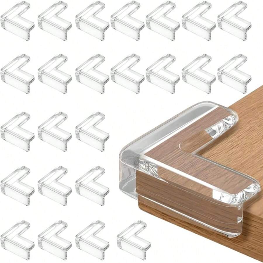 24pcs Soft Silicone Corner Protectors, Transparent Furniture Safety Anti-Collision Edge Guards, Sharp Corner Protectors - L-sHAPED - 24 PCS - View 1