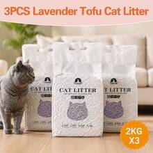 Natural Lavender Scent Tofu Cat Litter 2kg*3 6L Per Bag Flushable Clumping Kitty Sand Fast Water Absorb Odor Lock Soft Paws Indoor Cat Litter - kg - View 3