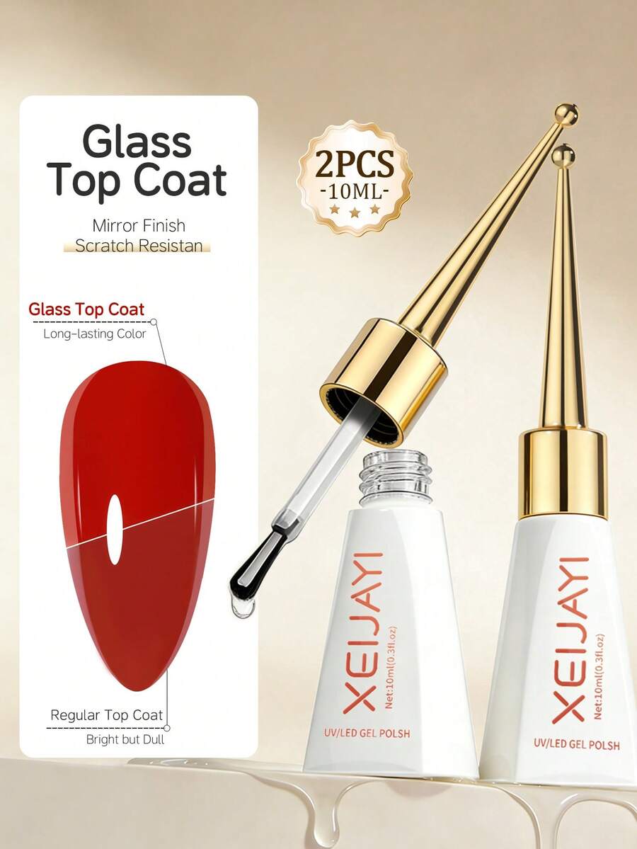XEIJAYI 2件組 10ml 凝膠封層，可浸泡卸除 UV/LED 凝膠指甲油封層，適用於美甲沙龍與居家 DIY 美甲