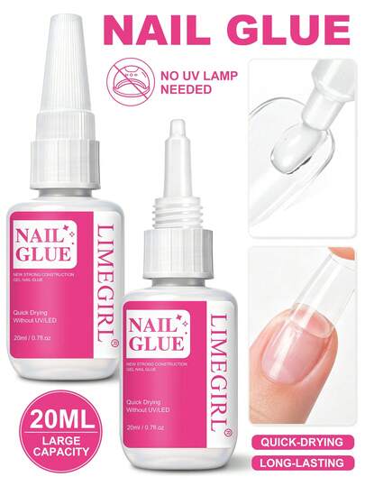 LIMEGIRL 10/5/3/2/1 cái Keo dán móng siêu chắc 20ML, phù hợp cho móng giả dán, đầu móng, móng acrylic, không cần đèn UV, kèm cọ, bền lâu, phù hợp cho người mới bắt đầu tự làm móng giả tại nhà