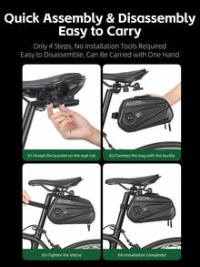 WEST BIKING Bicycle Saddle Bag 2.6L Large Capacity Hard Shell Waterproof Cycling Gear Storage Bag, Rear Light Mountable, Dual Side Zipper - Multicolor - View 12