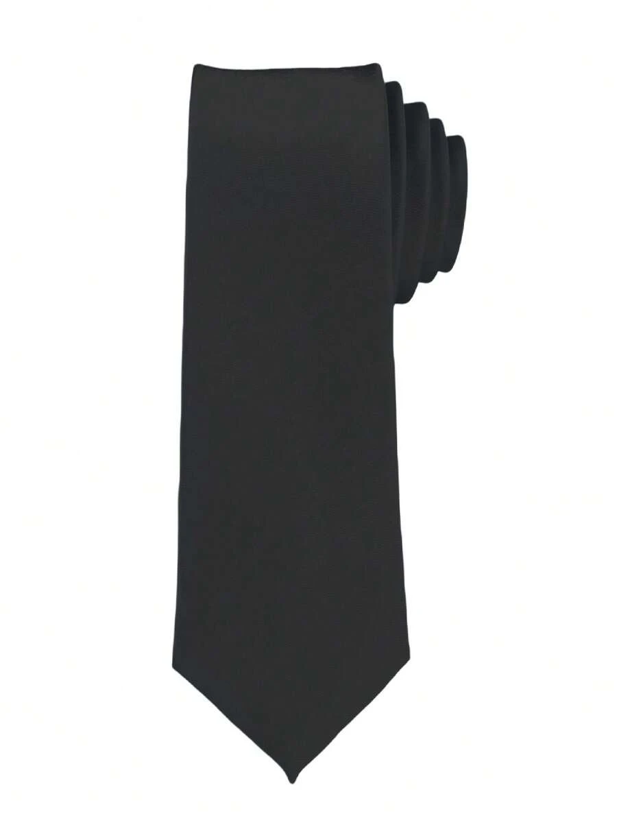 1 PIEZA Corbata de unicolor para hombre, corbata estrecha formal de negocios (4cm) - Negro - Ver 1