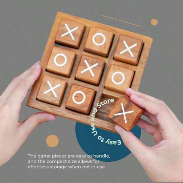 Juego Clásico de XO Tic Tac Toe de Madera con 9 Piezas Cuadradas de Madera y Base de Bandeja, Adecuado para Ocio Familiar y Decoración del Hogar, Se Adapta a Diversas Reuniones Festivas, Se Puede Exhibir en la Mesa de Café y la Sala de Estar, Regalo Exquisito para Navidad y Año Nuevo