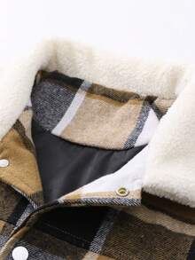 1pc Yellow Plaid Lapel Men's Jacket, Autumn/Winter Men's Outerwear, Vintage Old Money Style, Soft Fur Collar Patchwork Plaid Design, Machine Washable, Daily Commute, Vacation Style, Gentleman Elegant Men's Top - Yellow - View 8