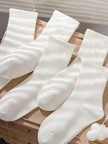 1/5/10/20 Pairs Solid Color Pattern Bidirectional Neutral Couple Sports Socks, Mid-Calf Socks, Boat Socks, Spring/Summer Holiday Gift, Valentine's Day, Women's Socks, Boyfriend Gift - Multicolor - View 1