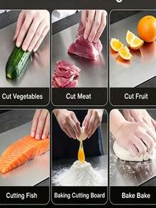 雙面不鏽鋼廚房切菜板,高品質不鏽鋼,耐用且易於清潔,必備廚房配件,理想廚房工具 - 彩色 - 查看 10