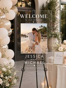 Photo Wedding Welcome Sign, Wedding Rehearsal Sign, Modern Wedding Sign, Acrylic Welcome Sign, Wedding Photo Sign, Welcome To Our Wedding - Multicolor - View 5