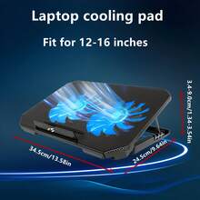 2-Fan Laptop Cooling Pad, Quiet PC Gaming Laptop Cooler Stands With Large Fans, Laptop Cooling Mat Accessories - Black - View 3