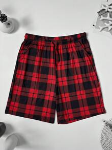 3pcs/Pack Men's Casual Plaid Pattern Lounge Pants With Side Pockets, Elastic Comfortable Drawstring Shorts, Wearable As Beach Pants And Sports Pants - Multicolor - View 5
