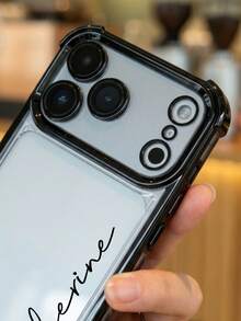 客製化姓名手機殼，適用於 iPhone 17 Pro Max 17 Air，透明防震電鍍鏡頭膜相機保護，壓克力+TPU 緩衝保護殼，17 Pro Max 聖誕手機殼 - 黑色 - 查看 6