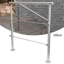 100cm Stainless Steel Handrail Railing, Silver Stair Railing With Fences, Freestanding Flexible Exterior Stair Railing For Staircases, Attics - Silver - View 6