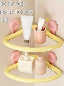 1PC Dopamine Wall-Mounted No-Drill Suction Cup Triangular Storage Rack, Bathroom Shelf, Suitable For Bathroom - Multicolor - View 4