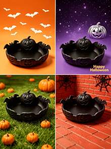 1pc Halloween Pumpkin Jewelry Storage Tray,Bat-Shaped Pumpkin, Suitable For Desktop Key,Halloween-Themed Party Decoration Or Jewelry Box,The Best Gift For Friends.Vanity Decor,Halloween Party Favors,Home Office Decor - Multicolor - View 7