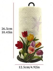 1pc Floral Tissue Box, Tulip And Calla Lily Design, Premium Decorative Tissue Box, No Drilling Required, Surface Mount, Reusable, Suitable For Kitchen, Bathroom And Party - Multicolor - View 3