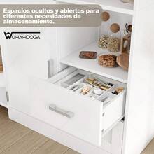 WUWAWDOGA Armario de cocina multifuncional con 2 cajones y 3 armarios Y 4 Área de exposiciones, Blanco - Blanco - Ver 7