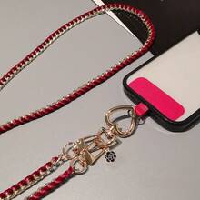 1pc Braided Gold Chain Phone Crossbody Strap, Adjustable Anti-Loss Phone Lanyard With Phone Patch, Durable Fashionable Phone Lanyard Anti-Loss Phone Lanyard Accessory, Suitable For All Smartphones - Multicolor - View 7