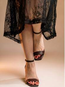 ZATURE STORES Elegant Women's Block Heel Sandals, Chunky Square Heel, Casual Strappy Party Sandals, Colorful, Zature Promotion - 鏽棕色 - 查看 3