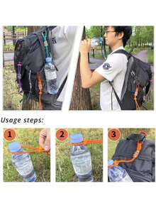 1pc Portable Water Bottle Lanyard, Outdoor Travel Hiking Beverage Carrying Accessory, With Aluminum Alloy Hook And Lanyard Design, Can Easily Secure Mineral Water Bottles, Also Can Be Used As Backpack Key Chain - Multicolor - View 2