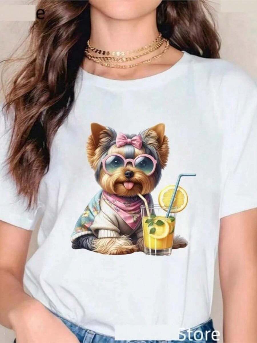 Yorkshire Terrier Dog Animal Print Femme Tshirt Fashion Harajuku Wo T-Shirt Summer Short SLeesved Tshirt Top