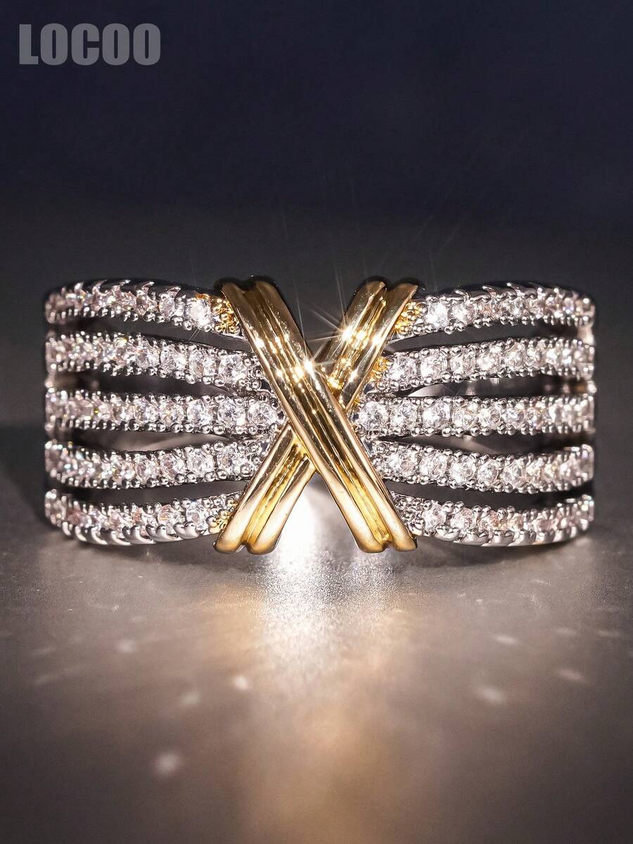 1pc Elegant Cubic Zirconia Ring For Women, Wedding Engagement Party Jewelry, Valentine's Day Gift - 1# - View 1