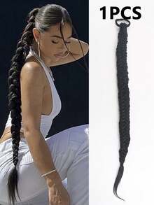 32 Inch Braid Hair Extensions, Hand-Woven Fishbone Braid Synthetic Hair With Soft Scrunchie, Suitable For Daily Use - Multicolor - View 14