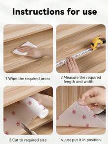 1 Roll Cherry Blossom Pattern Moisture-Proof Mat, Drawer Liner, Refrigerator Mat, EVA Waterproof Fridge Liner, Cabinet Liner, And Simple Placemat. Suitable For Kitchen Utensils, Kitchen Liners, Room Decor, And Home Decor. - Cherry Blossom - View 5