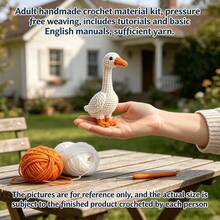 Cute White Goose (Not Finished) DIY Crochet Material Kit, Includes Everything Needed For Crocheting, Comes With Tutorial And Instruction Manual, Home Decor/Bag Charm, Suitable For Beginners And Leisure Crochet Enthusiasts, Thoughtful Gift For Family And Friends On Birthdays, Back To School, And Holidays - C-Multicolor Set - View 5