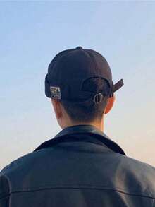 1pc Unisex Vintage Round Top Flat Cap, No Brim, With Pattern, Street Style, Suitable For Outdoor Activities, Unique Design - Black - View 2