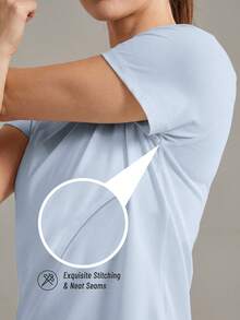 Soyun New Summer Raglan Short Sleeve Sports T-Shirt, Suitable For Daily Casual, Outdoor Activities, Yoga And Fitness - Blue - View 5