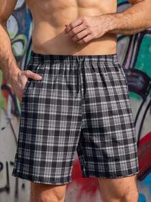 4pcs Men's Casual Plaid Pattern Lounge Pants With Dual Side Pockets, Elastic Comfortable Drawstring Shorts, Suitable For Home, Beach, Sports And Outdoor Wear - Multicolor - View 11