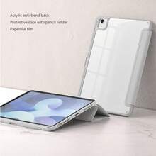 1pc Grey Smart Protective Case, Compatible With IPad 10th Gen, 11th Gen 10.9 Inch, Air 7 13 Inch, Transparent, Supports Wake/Sleep/Storage Function, With Pen Slot, Anti-Drop Stand, Tablet Leather Material - Grey - Light Grey - View 9