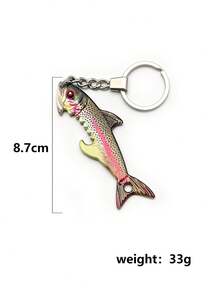 1 X Rainbow Trout Keychain, Bottle Opener, Cool Fishing Gift - Silver - View 6