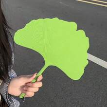 1pc Ginkgo Leaf Shaped Hand Fan, Handheld Ginkgo Leaf Fan, Leaf Hand Fan, Comfortable Handle, Summer Cooling Product, Suitable For Home, Outdoor Activities, Creative Fan (Yellow/Green/Pink) - Multicolor - View 6