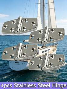 4pcs 76x38mm Marine Grade Stainless Steel Hinges, Fit For Ships, 3"X1.5" Windows, 6-Hole Hardware Hinges - Silver - View 10