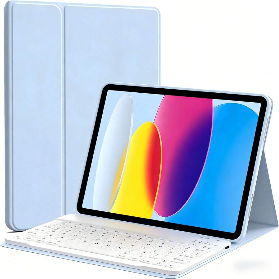 Keyboard Leather Case For Tablet, Book-Style Tablet Protective Shell, Ultra-Thin Bluetooth Keyboard + Tablet Protective Case Stand, Anti-Drop/Anti-Shock/Anti-Dust/Anti-Fingerprint, Keyboard Case Compatible With Samsung Galaxy/HonorPad Series Models/XiaomiPad Series Models/RedmiPad Series Models/ Tab Series Models - 藍色 - 查看 1