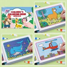 4 Pcs Children Fun Painting Coloring Book, Portable Toddler Educational Doodle Book For Early Learning,Vivid Forest Animal Pattern Drawing Activity Workbook, Road Trip Travel Quiet Activity, Classroom Prize, Goodie Bag Filler - Multicolor - View 11
