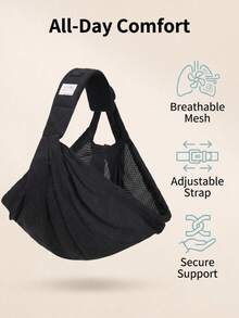 Mesh Breathable One Shoulder Crossbody Baby Carrier, Lightweight Horizontal Hold For Young Infants, Baby Carrying Sling For Outings - Black - View 7