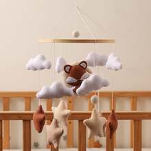 Handcrafted Baby Bed Mobile, Brown Little Fox, Moon And Stars, Baby Crib Hanging Toy, Enhances Infant Hand-Eye Coordination, Suitable For Nursery Decor, Best Gift For Parent-Child Interaction - Multicolor - View 2