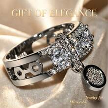 1 Ring Vintage Ring Luxury Women's Wedding Ring Round Loop Engagement Jewelry Gift - Silver-white - View 2
