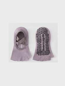 1/3/6 Pairs Women's Open Toe Five-Finger Yoga Socks, Summer Thin Professional Non-Slip Adult Indoor Sports Split Toe Pilates - Multicolor - View 17