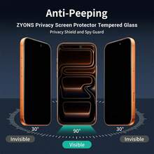 ZYONS 3pcs Anti-Peeping Privacy Tempered Glass Screen Protector, Anti-Scratch, Full Coverage, Compatible With IPhone 17 Pro Max/Air/16/15/14/13/12/11 Pro Max/XR/X/XS Max Plus, Anti-Fingerprint Phone Screen Protector, Anti-Peeping Screen Protector - Black-3PCS - View 4