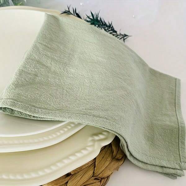 12pcs Napkins - Solid Color Square Fabric For Dinner, Wedding, Christmas, Restaurant, Banquet, Party - Reusable 16.54 Inch Tea Towels