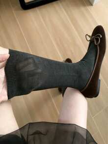 1/2 Pairs Y2K Sweet Cool Style Solid Color Slouch Knee-High Socks, Japanese JK School Style - Multicolor - View 14